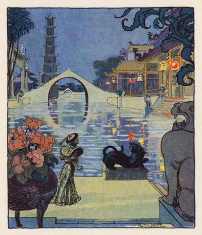 Les Mille et Une Nuits / Las mil y una noches (litografía en color) de Raymond de la Neziere