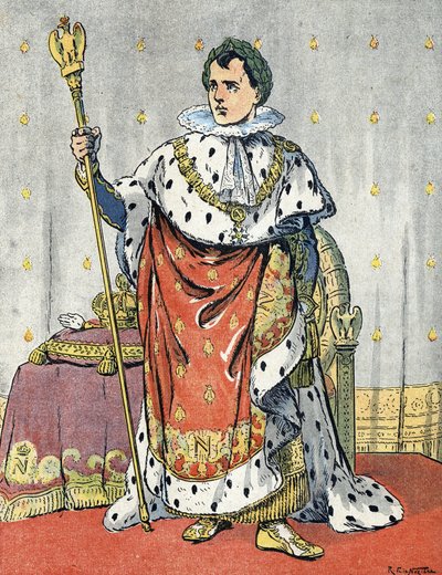 Retrato del emperador Napoleón I (1769-1821) Ilustración de Raymond de Neziere en "Our-Glory-Nationals" 1920 Colección particular de Raymond de la Neziere