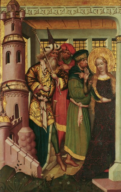 S t. Bárbara es conducida a la torre. de Regensburger Maler