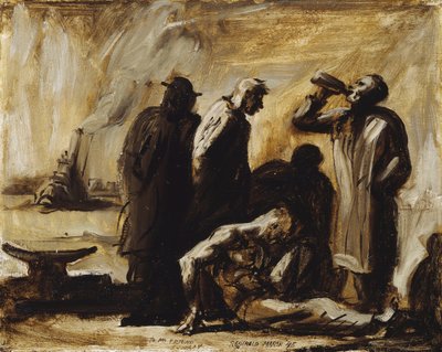 Vagos en un muelle de Nueva York de Reginald Marsh