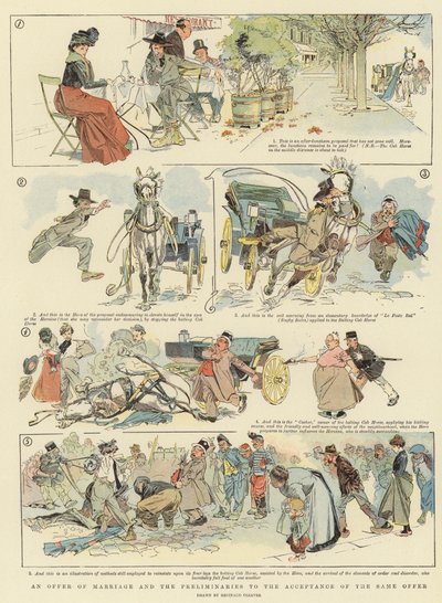 Una oferta de matrimonio y los preliminares a la aceptación de la misma (litografía en color) de Reginald Thomas Cleaver