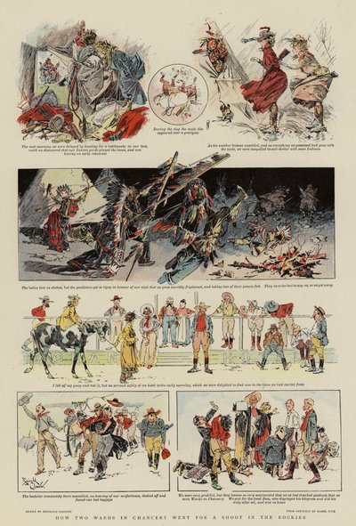 How Two Wards in Chancery went for a Shoot in the Rockies (litografía en color) de Reginald Thomas Cleaver