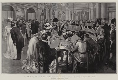 En plena temporada en Montecarlo, una velada en la sala de la ruleta del casino (litografía) de Reginald Thomas Cleaver