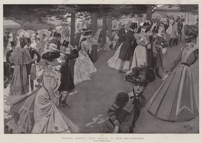 Royal Ascot, la escena en el recinto (litografía) de Reginald Thomas Cleaver