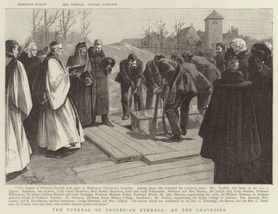 El funeral del profesor Tyndall, junto a la tumba (grabado) de Reginald Thomas Cleaver