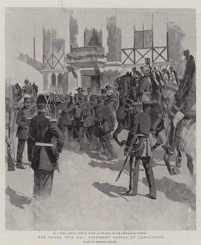 El día del Gran Premio, Presidente Loubet en Longchamps (litografía) de Reginald Thomas Cleaver
