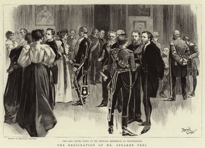 La dimisión del Sr. Speaker Peel (grabado) de Reginald Thomas Cleaver