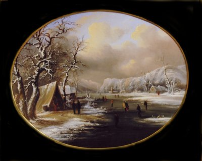 Patinaje de invierno en Nueva Jersey, ca. 1847 de Regis Francois Gignoux
