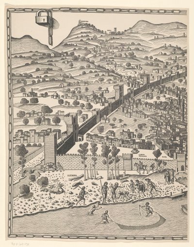 Vista de Florencia (parte izquierda) Fiorenza (título sobre objeto) de Reichsdruckerei