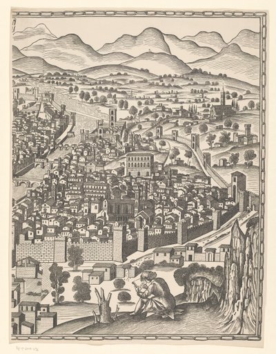 Vista de Florencia (parte derecha) Fiorenza (título sobre objeto) de Reichsdruckerei