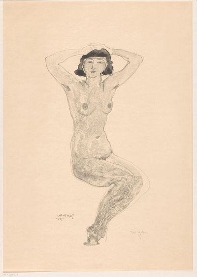 Mujer desnuda sentada con las manos en la cabeza de Reijer Stolk (signed by artist)