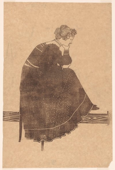 Retrato de Coba Stolk-Schmidt sentada en una silla de Reijer Stolk