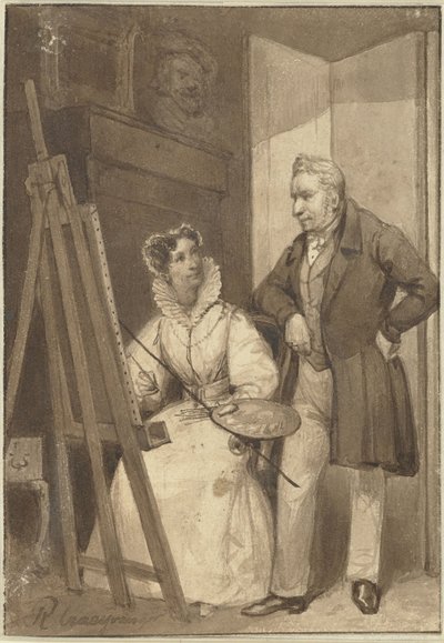 Retrato de Guillermina Federica Sofía de Prusia, princesa de Orange-Nassau, con su marido el rey Guillermo I de Reinier Craeyvanger