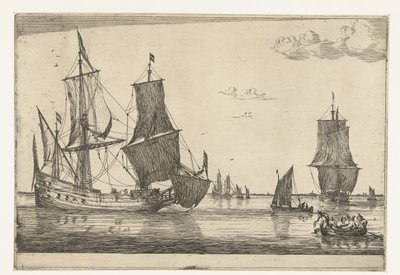 Navegación interior con un barco de flauta Trece escenas con barcos (título de la serie) de Reinier Nooms