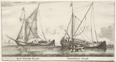 Barcos de Ámsterdam: Un Bilander frisón. Un Bilander de Gelderland de Reinier Nooms