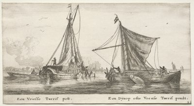Barcos de Ámsterdam: Una barcaza de turba frisona. El Dÿnop, cerca del estanque de turba de Veensche de Reinier Nooms