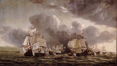 La batalla de Leghorn, 4 de marzo de 1653, c.1653 (óleo sobre lienzo) de Reinier Nooms