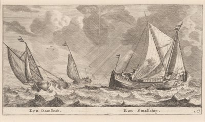 Un Damschuit y un "Smalschip" de Reinier Nooms, called Zeeman