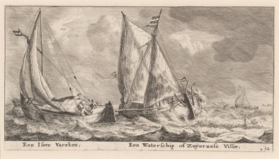 Un Buque "Isere" y un Waterschip o Barco Pesquero del Zuiderzee de Reinier Nooms, called Zeeman