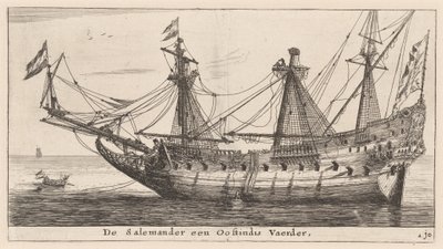 El "Salemander," un Mercante de las Indias Orientales de Reinier Nooms, called Zeeman