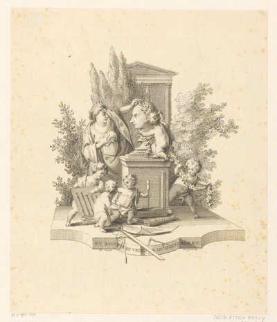 Representación alegórica con un busto de Jacob Otten Huslij de Reinier Vinkeles (I)