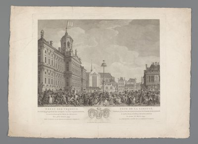Fiesta de la Libertad en la Plaza Dam de Ámsterdam, 4 de marzo de 1795
Fiesta de la Libertad, celebrada con motivo de la dedicación del Árbol de la Libertad, en Ámsterdam, en la plaza de la Revolución, el 4 de marzo de 1795. El primer año de la Libertad d de Reinier Vinkeles (I)