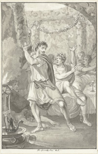 Lucius Aemilius Sejanus redt het leven van Tiberius de Reinier Vinkeles (I)