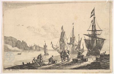 Bahía con embarcaciones de vela, siglo XVII de Reinier Zeeman