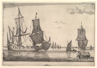 Gran barco de vela y bote de remos, siglo XVII de Reinier Zeeman