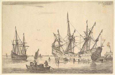 Hombres calafateando el casco de un barco, siglo XVII de Reinier Zeeman