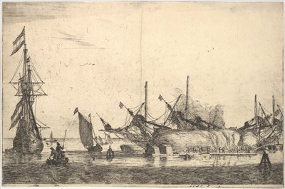 Barcos carenados para calafatear el casco, siglo XVII de Reinier Zeeman