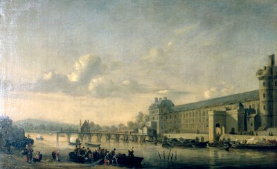 Vista del Sena con la fachada sur de la Galería del Louvre, París, 1660 de Reinier Zeeman