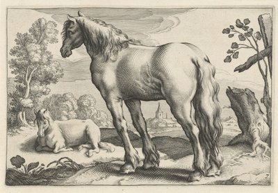 paisaje con dos caballos Diversa Animalia Quadrupedia (título de la serie) de Reinier van Persijn