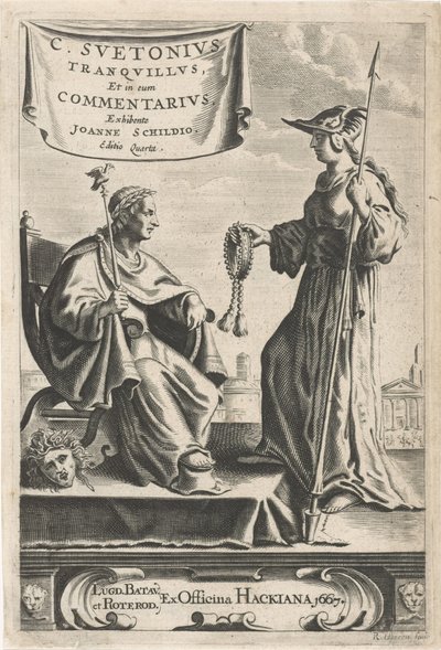Pedestal con un emperador en su asiento Página de título para: J. Schild, [Ópera], 1667 de Reinier van Persijn