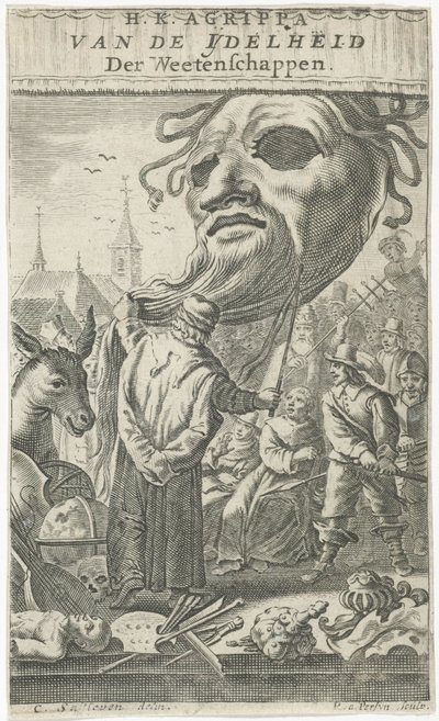 Caricatura sobre las artes Página de título para: J. Oudaen, Agrippa, From the Vanity of Sciences, 1661 de Reinier van Persijn
