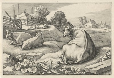 Pasto con tres vacas mentirosas Diversa Animalia Quadrupedia (título de la serie) de Reinier van Persijn