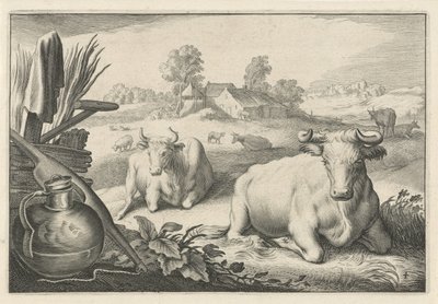 Pasto con dos vacas mentirosas Diversa Animalia Quadrupedia (título de la serie) de Reinier van Persijn