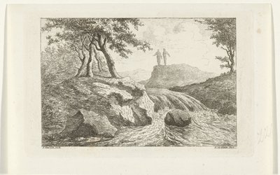 paisaje con cascada de Reinierus Albertus Ludovicus baron van Isendoorn à Blois