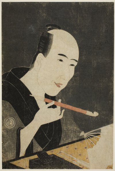 Retrato de Santo Kyoden, el Maestro de Kyobashi (Edo hana Kyobashi natori) de Rekisentei Eiri