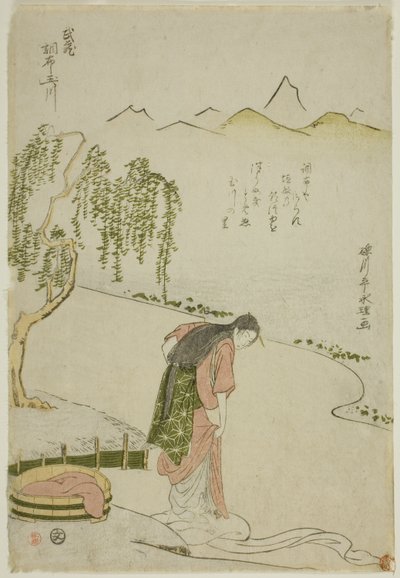 El río de joyas Chofu en la provincia de Musashi (Musashi Chofu no Tamagawa), de una serie sin título de Seis ríos de joyas de Rekisentei Eiri