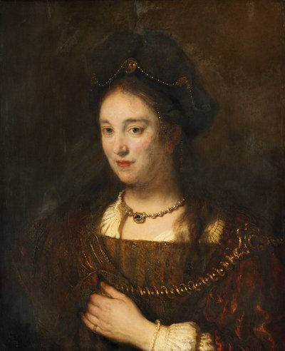 Halffigur de mujer con boina de Rembrandt