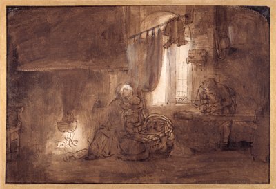 La Sagrada Familia en el taller del carpintero de Rembrandt Harmensz. van Rijn (school of)
