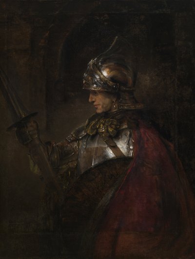 Un hombre con armadura de Rembrandt Harmensz. van Rijn