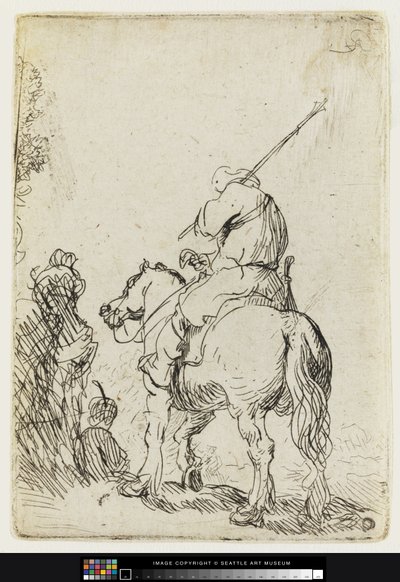 Un soldado con turbante a caballo, c.1632 de Rembrandt van Rijn