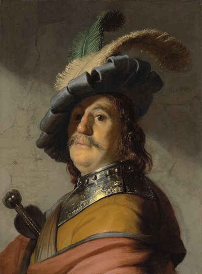 Hombre con gorguera y gorra de Rembrandt van Rijn