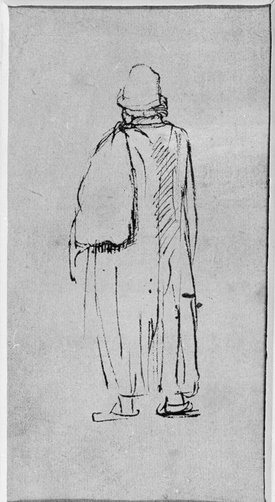 Un hombre visto desde atrás, caminando hacia la izquierda de Rembrandt Harmensz. van Rijn