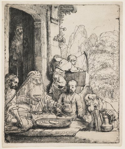 Abraham recibiendo a los ángeles de Rembrandt van Rijn