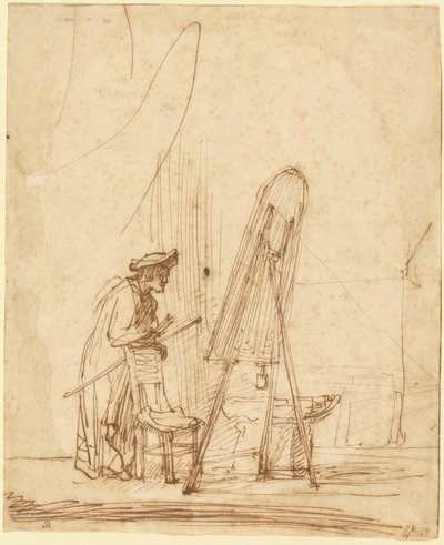Un artista en su estudio de Rembrandt Harmensz. van Rijn