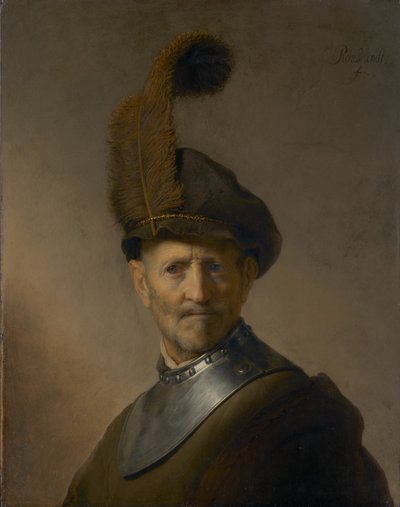 Un anciano vestido de militar de Rembrandt Harmensz. van Rijn