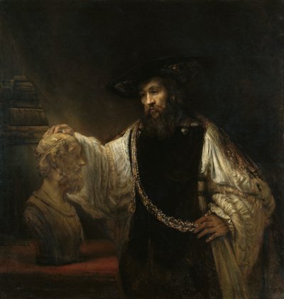 Aristóteles (384-322 a.C.) con un busto de Homero de Rembrandt van Rijn